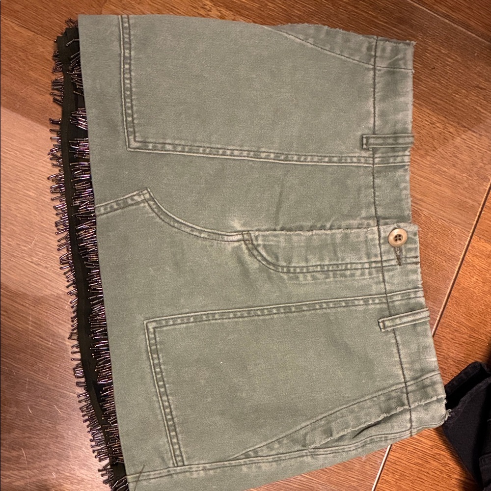 Utility Fringe Hem Women's Skort in Olive Green